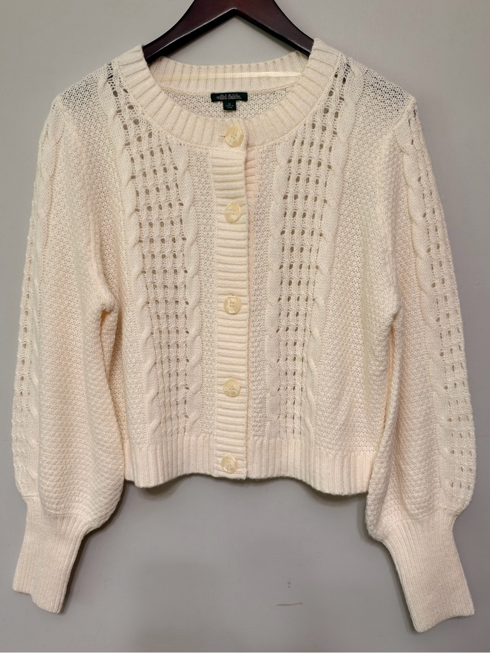 Wild Fable Ivory Balloon Sleeve Cardigan